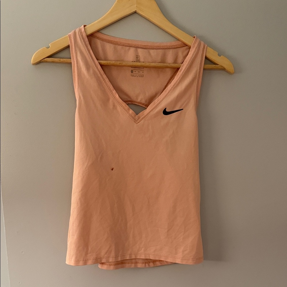 Nike Women's Light Orange V-Neck Tank Top